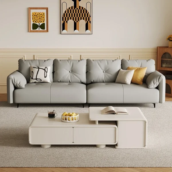 Fabric Cover Material Convertible Sectional Sofa Couch L-Shaped Minimalist Design Style Modern Sleeper Bed for Living Room