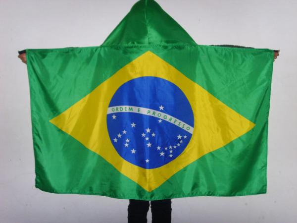 Brazil Football Flag Cape World Cup Theme Polyester Body Flags For Soccer Event