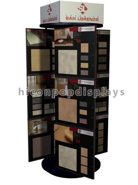 Freestanding Stone Stand Rotating Tile Display Racks 6 Way With Custom Brand Logo