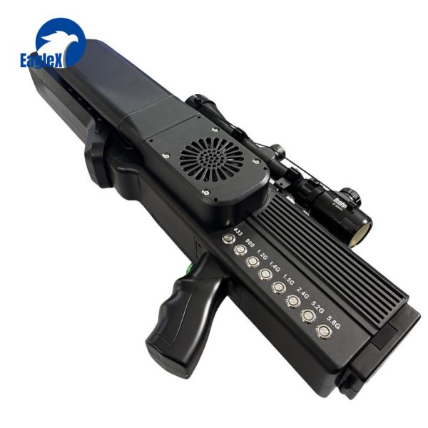 Long Range 1.5KM 8 Channel Portable Anti Drone Jammer Gun Wideband Interference