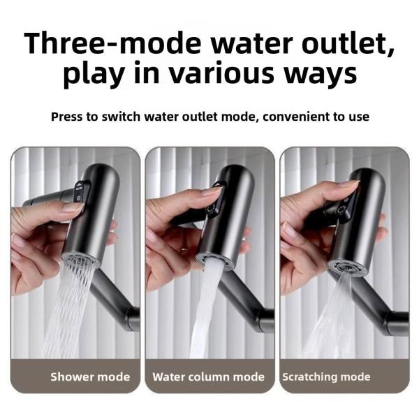 Modern 304 stainless steel single-hole installation kitchen and bathroom faucet, cold and hot dual-purpose ceramic basin faucet, electric faucet