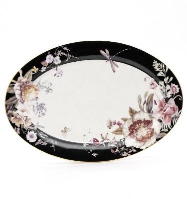 Porcelaine de haute qualité, ensemble de cuisine en céramique, plat à motifs floraux