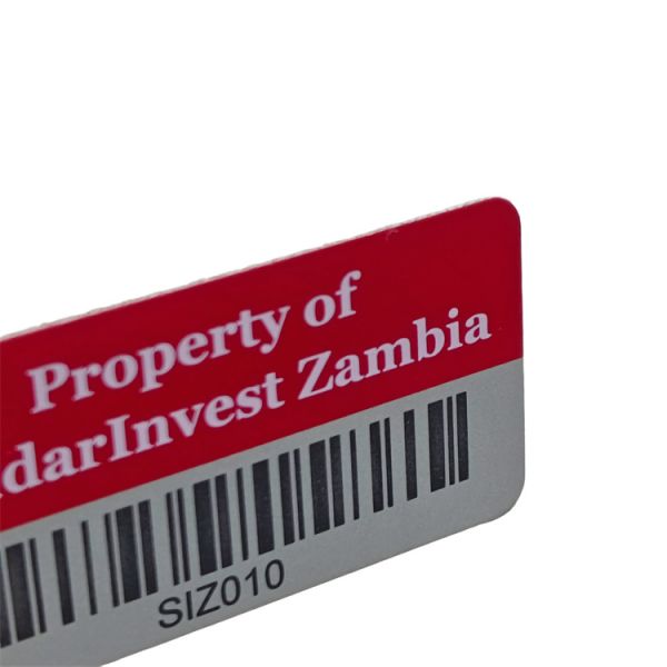Customized Aluminum Red Barcode Tag Laser Metal Industrial Asset ID Labels for Logistics Tracking Management