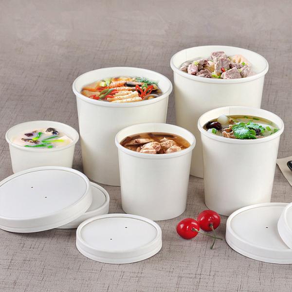 12oz 16oz 320gsm White Kraft Paper Eco Takeaway Containers