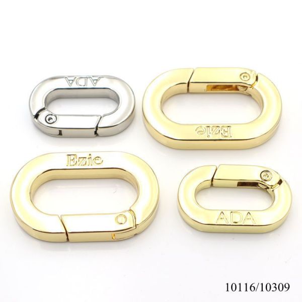 Round Spring Clasp Spring Openable O Ring Custom Metal Spring Ring Carabiner with Engraved Text