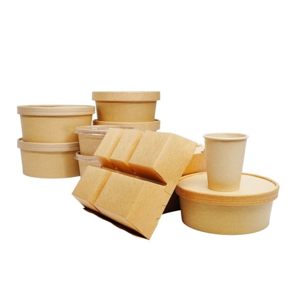 Eco-friendly customized food grade fast food restaurant packaging salad lunch kraft paper box
