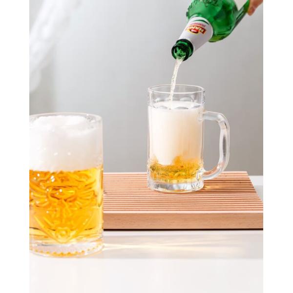 Embossed 13oz Glass Drinking Cups Transparent 370ml Lead Free Engraved Beer Steins