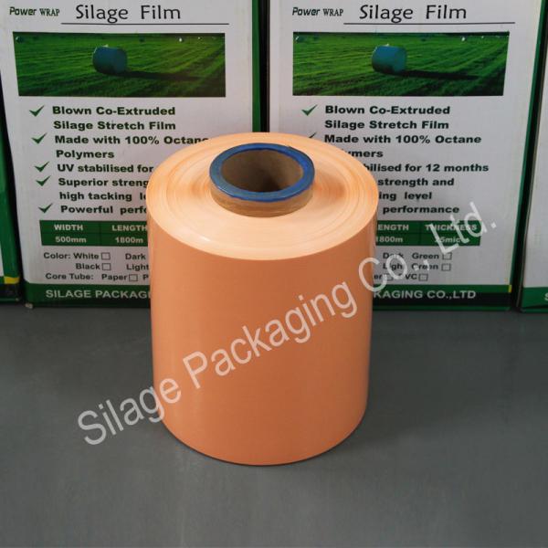 Orange colored Film,silage wrap film, 250mm*25mic*1800m,grass packing Film,LLDPE plastic film