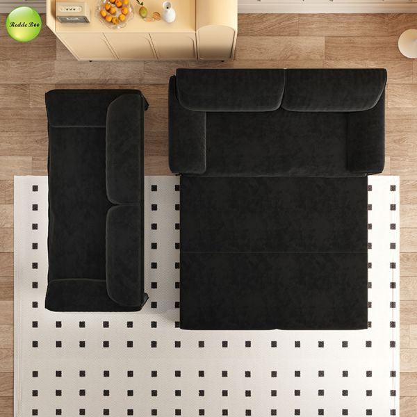 Modern Velvet Foldable Sofa Bed with 3-in-1 Convertible Design and Queen-size Sleeper Function