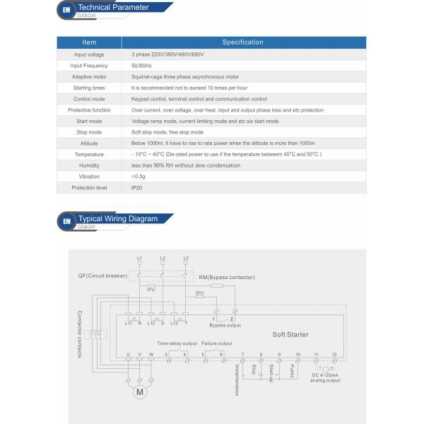 55kw Pump Soft Starters Built In Bypass Electronic Starter For Three Phase Motor