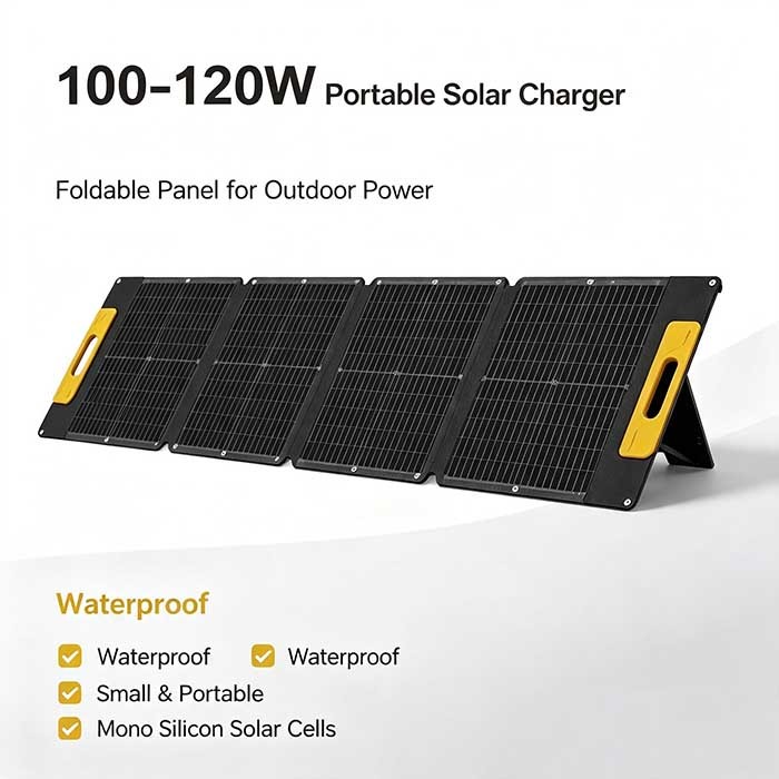 100‑120W High‑Performance Fold‑Up Solar Panel, Portable Waterproof Solar Charger for All Outdoor Adventures
