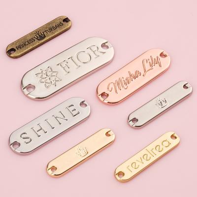 Gold Sew Logo Metal Label for Garment Sewing Bikini Swimwear Clothes Custom Design
