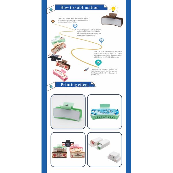 Wholesale Sublimation Hair Clips for Girls Heat Press Plastic Hair Clips Custom Claw Clip in Hair Girls Accessories Women Gifts