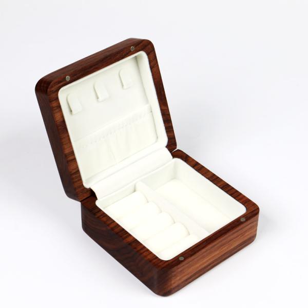 lujo caja de madera con tapa de anillo de joyería caja de regalo de anillo de boda de diamantes caja