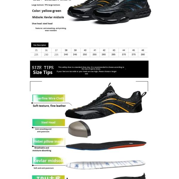 Zapatos de trabajo de tela de alambre de acero superfino con entresuela anti-perforación de Kevlar y opciones de logotipo personalizado