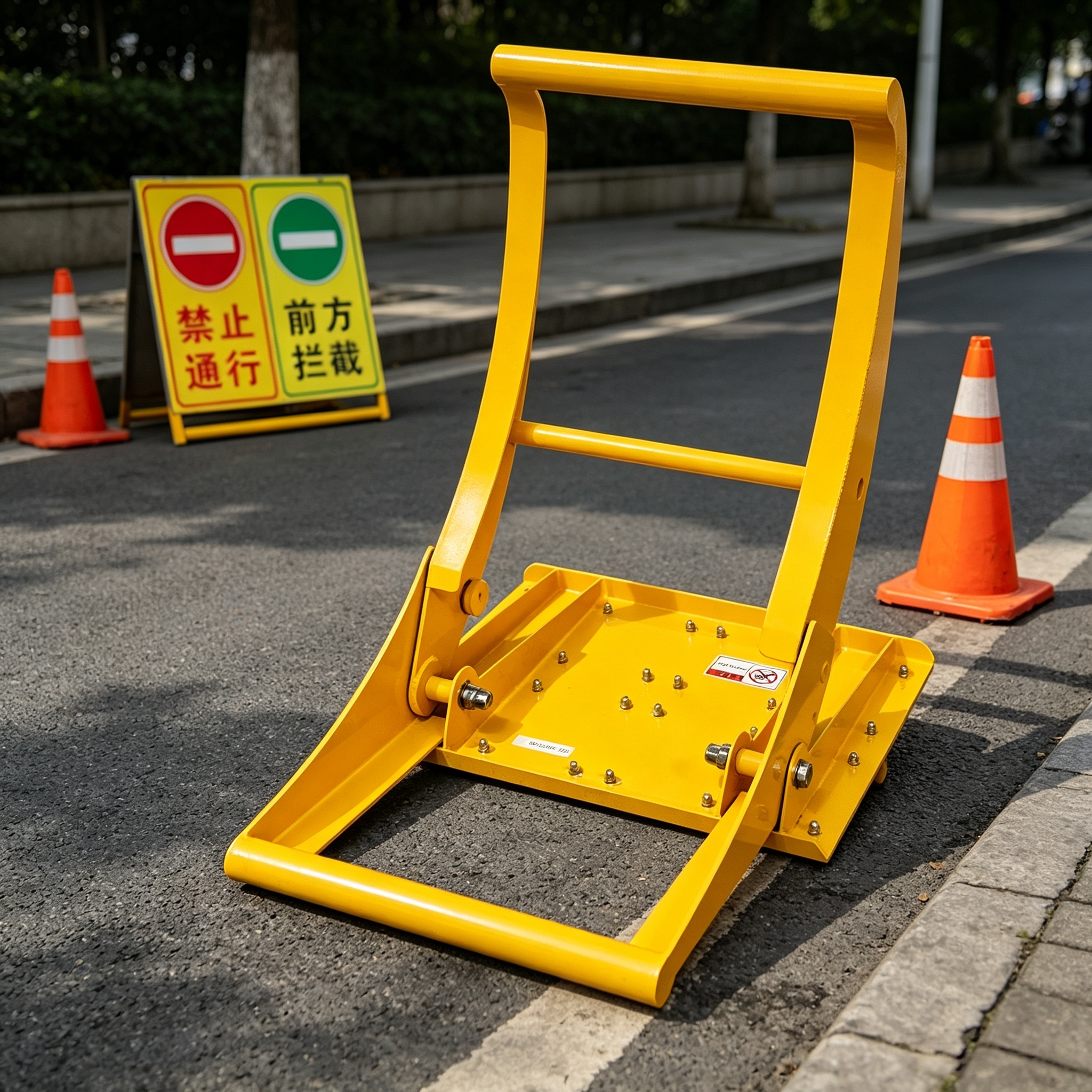 Lightweight Foldable Vehicle Security Barrier with Electrostatic Spraying for Urban Road Safety