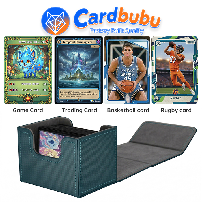 3.95in Personalized Leather Playing Card Case PP Soft Inner TCG Storage Box