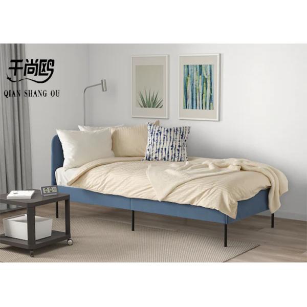 Unique Style Fabric Upholstered Beds / Soft Sofa Bed With Corner Baffle Design