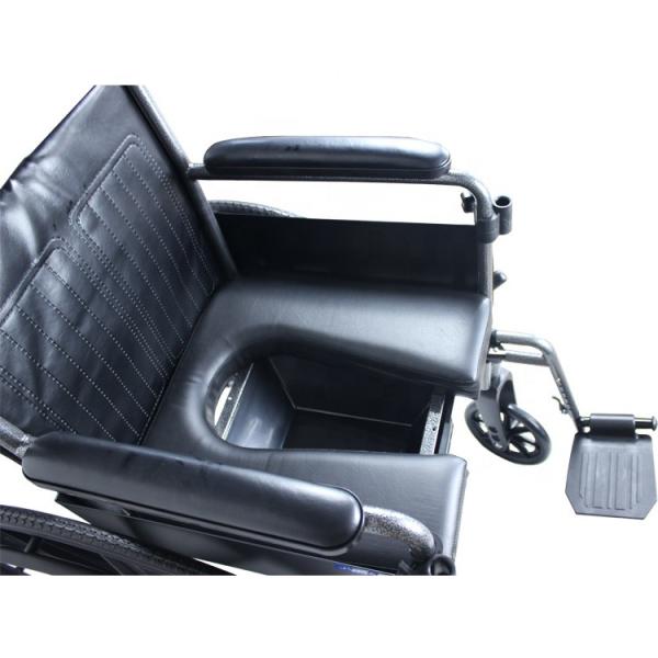 W365 New Good Design Commode Manual Wheelchair Rehabilitation Therapy Supplies Plastic 8 Front 24 Inches Rear Steel Bla