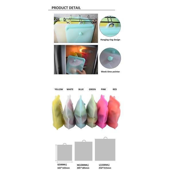 1.5L Сандвич консервирующий Силиконовые пищевые пакеты многоразовые пакеты для хранения пищи