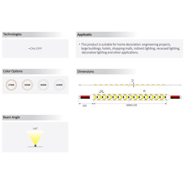 24V de una sola lámpara de corte único de alta luminosidad de LED luces de banda 2700K 3000K 4000K 6500K 120 ° 24V