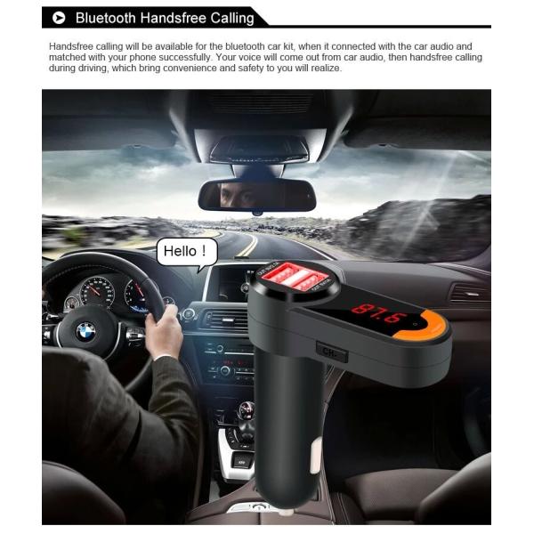 Wireless Bluetooth FM Transmitter With Dual USB Ports Car Charger