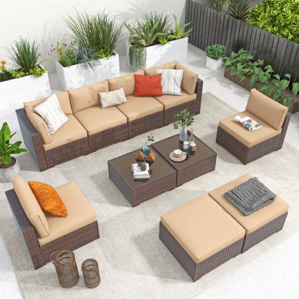 High-grade Hotel Outdoor Sofa Rattan Wicker Rattan Chair Rattan Sofa Combination
