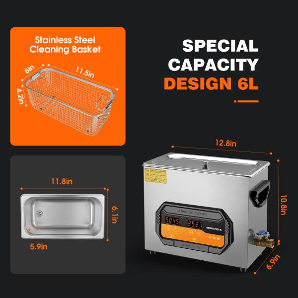 180W Ultrasonic Cleaning Machine Digital 6 Liter Ultrasonic Cleaner