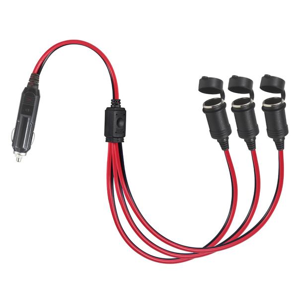 トリプルソケット 自動車のタバコ点灯器 スプリッター アダプタ 12V/24V 車両充電器の電源拡張用のスイッチ付き