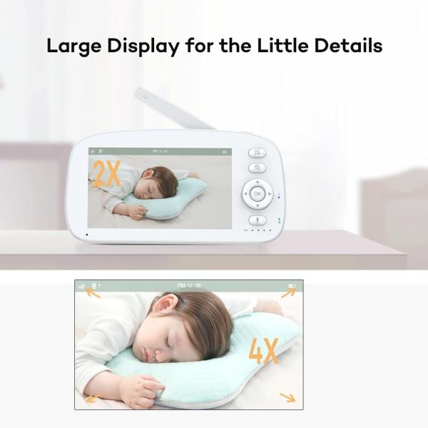 360°pan Tilt Zoom 1920X1080P Baby Unit High Definition Infant Monitor Compact And Weighing Only 0.85kg For Easy Setup Video Babyphone