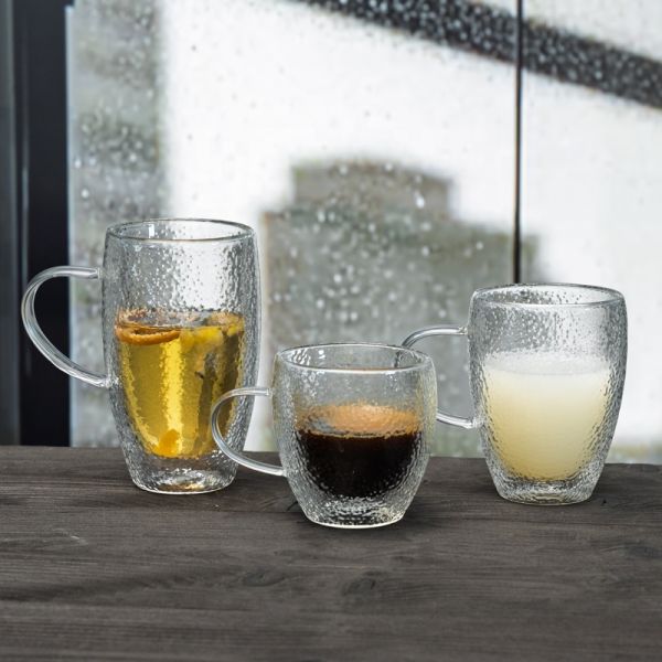 250ml 350ml 450ml Double Wall Glass Mug High Borosilicate Coffee Cup Glass Drinkware