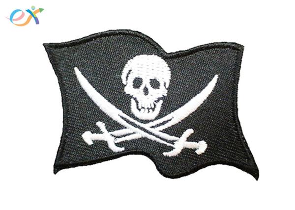 Twill Fabric White Skull Custom Motorcycle Patches With For Clothing Shape Customized