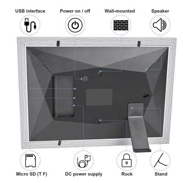 10.1 Inch Touch Screen Digital Picture Frame IPS HD 16GB Storage Auto Rotate Video Picture Frame