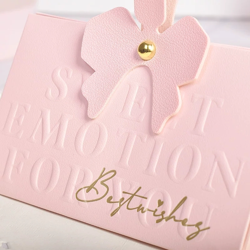 Custom Wedding Candy Gift Box with Bow Handle Elegant Paper Favor Packaging Box