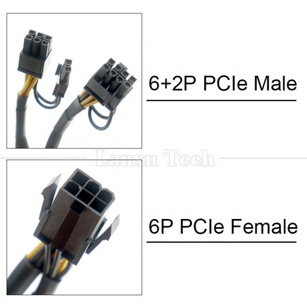 Sleeved 18AWG Pure Cooper Y Splitter 6 Pin to Dual 8 Pin 6+2 PCI Express Power Adapter Extension PCIe Cable for GPU
