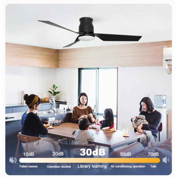 Fabricação Ventilador de baixo perfil Ventilador de tecto LED apagável com lâmina ABS Preto