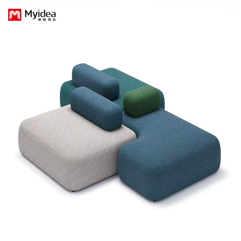 Commercial Modular Reception Sofa in Fabric, Flexible Sectional Combination Design for Office Waiting Areas, Lounges & Break Rooms