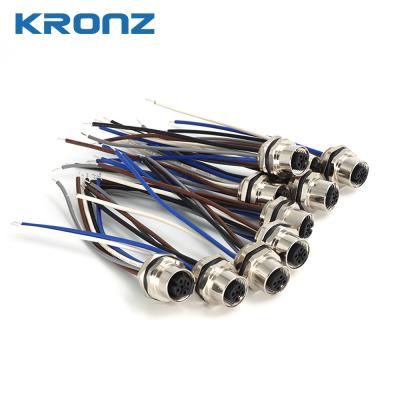M12 Connecteur d'aviation à 5 broches Socket Flange soudé Connecteur imperméable à l'eau IP67