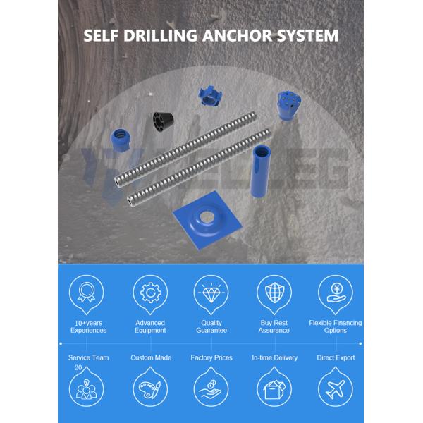 ISO 9001 Certified T52 Hollow Anchor System Full Threaded Steel Self Drilling Bar Rock Bolt