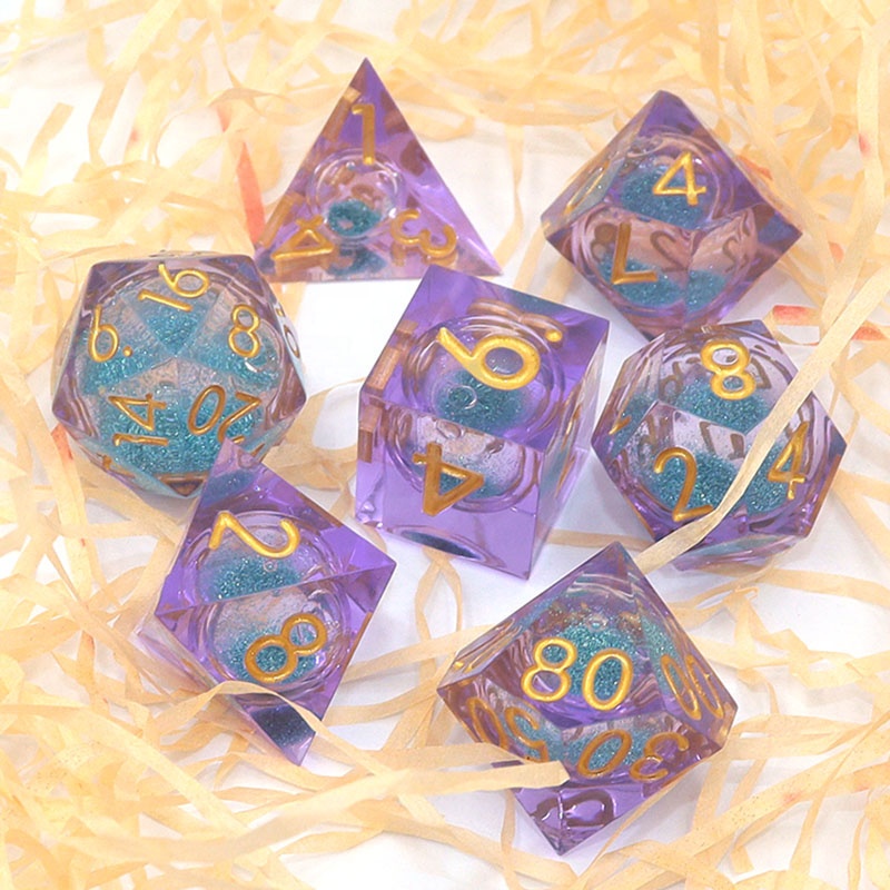 Customizable Color and Logo Resin Dice Set with Polyhedron Design for DND and Tabletop RPG Games