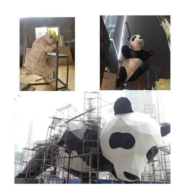 Искусство сада на открытом воздухе панды большое ваяет высыхающий при нагреве в печи лак нержавеющей стали