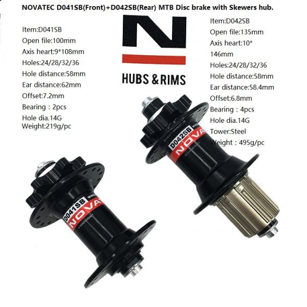 Novatec  Hubs D041SB&D042SB Disc Brake MTB  Alimunum&Steel Material24/28/32/36h Red Black White Silver Blue Gold Colors