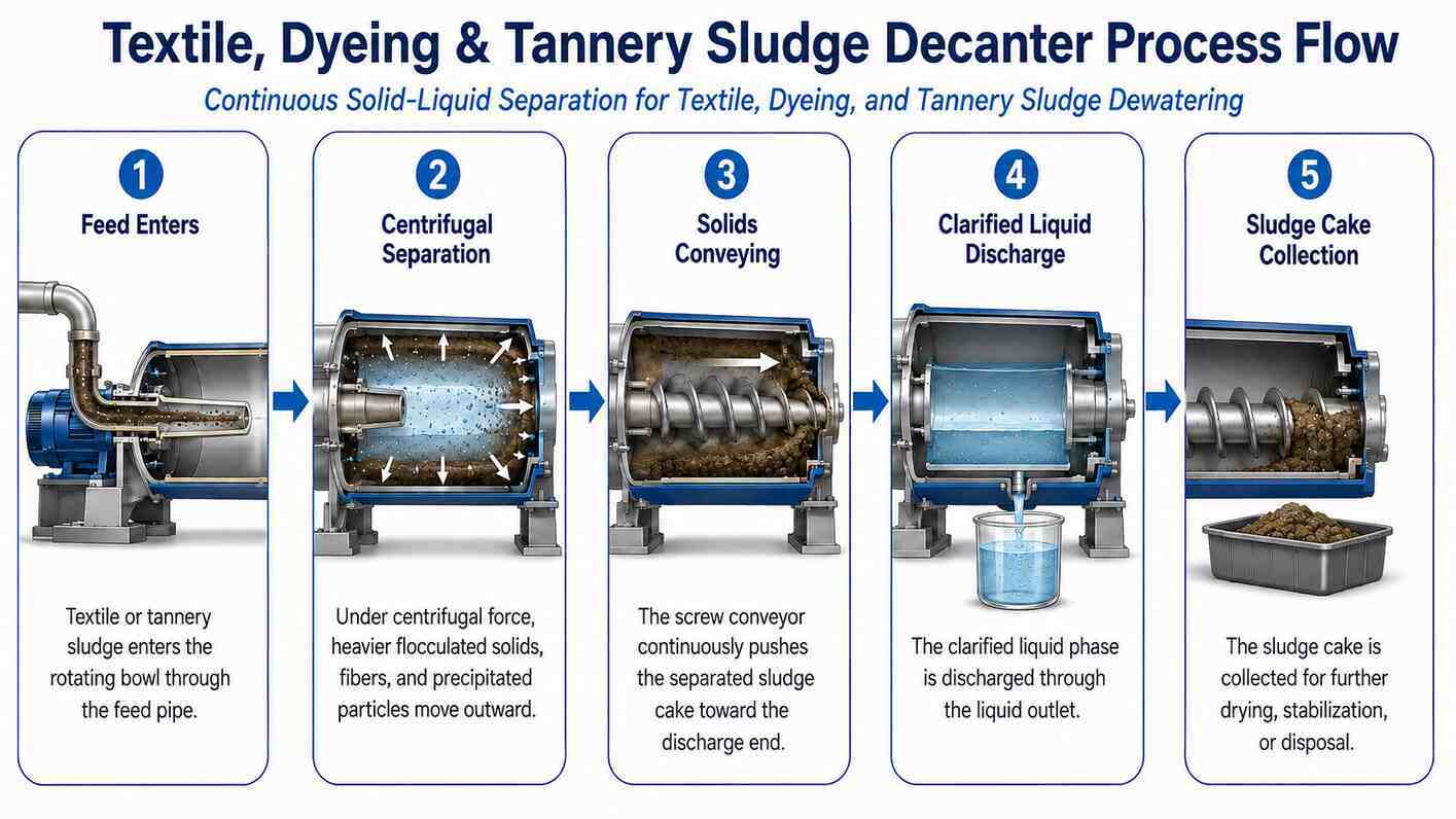 Two Phase Decanter Centrifuge for Textile and Dyeing Sludge