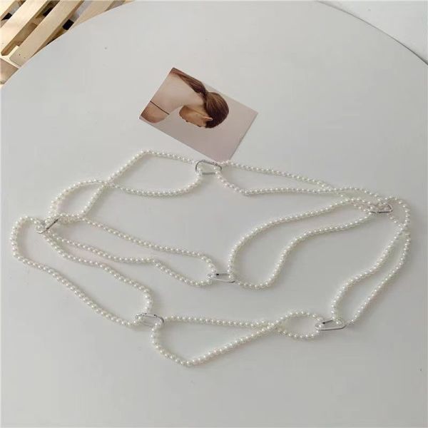 Ins Hip Hop Personality Wearable Pearl Accessories Combination Function Punk Waist Chain Disco Body Chain Chest Chain