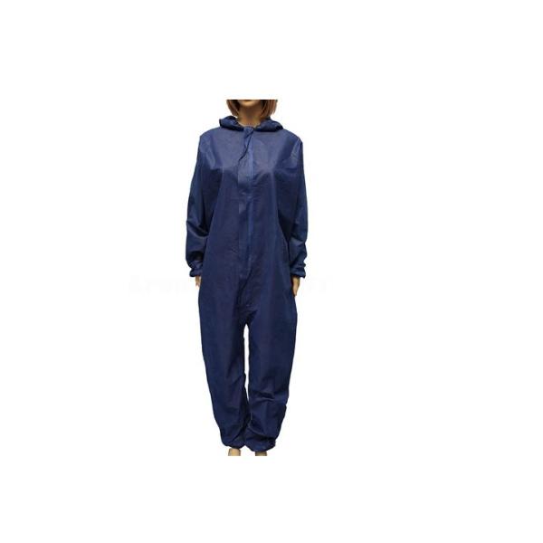 Dark Blue Disposable Isolation Gown , Disposable Protective Coverall With Hood