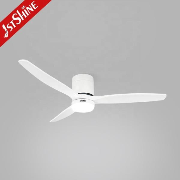 Ventilador de teto LED de 5 velocidades com material de corpo de lâmpada de metal e lâmina de madeira branca de moda