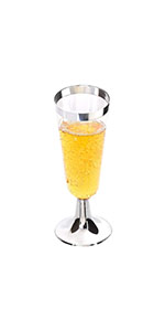 Gold Rim Plastic Champagne Glasses Perfect For Wedding, Thanksgiving Day, Christmas Champagne Flutes Disposable