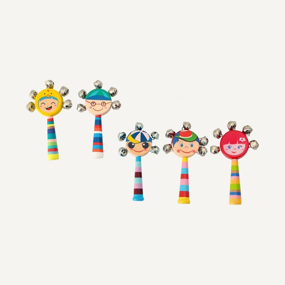 Cartoon Wooden Jingle Bell Stick for Kids
