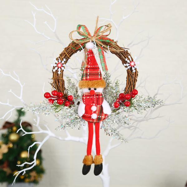 Plush Cloth and Plastic Christmas Pinecone Wreath for Outdoor Christmas Decorations