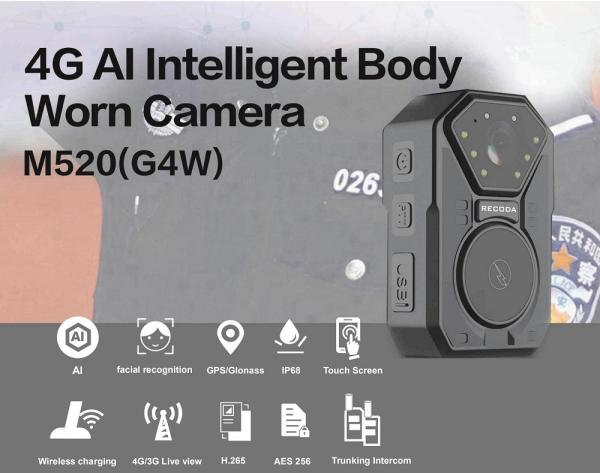 Wireless Charging H.265 10m IR Android Body Camera NFC Enbeded